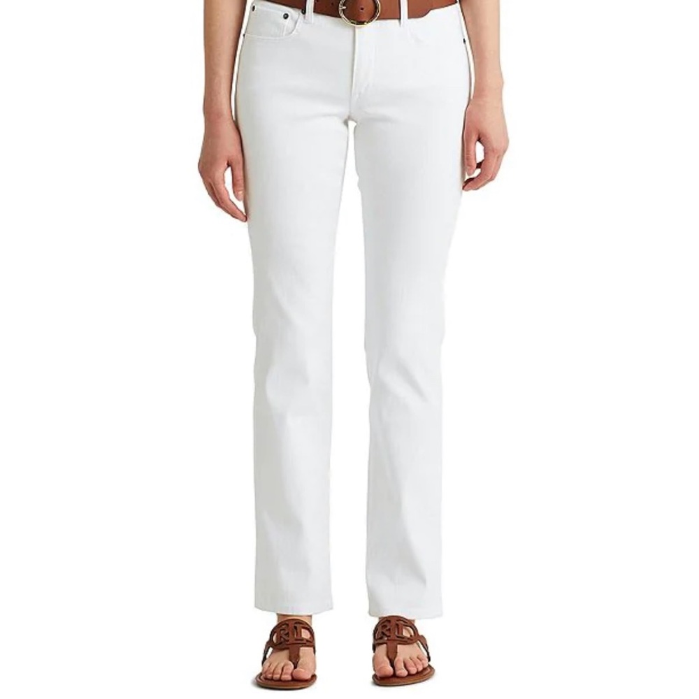Ralph Lauren slim straight leg white jeans denim mid rise
